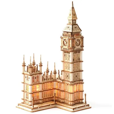 Robotime Big Ben kit 3D Puzzle Wooden Craft Kits DIY Construction Model Kit with LED Light Birthday