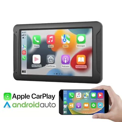 Portable 7-inch car video player supports wireless Carplay, Android Auto mirror connection,