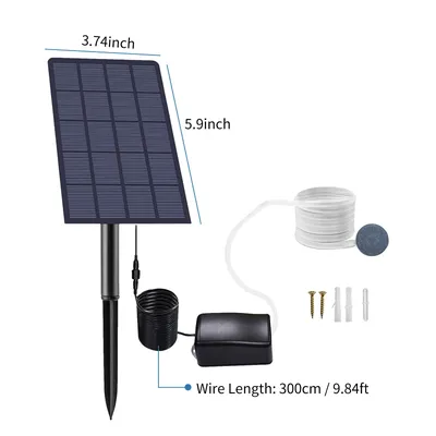 2.5W Air Pump Plug-in Solar Oxygen Pump Fish Tank Oxygenator Aquarium with Pipe Air Bubble Stones