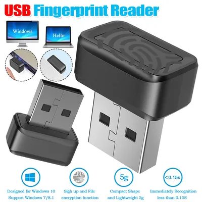 U5 USB Fingerprint Reader FIDO U2F Security Key For Windows 10 11 Hello 360° Touch Anti-Spoofing