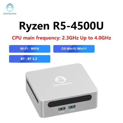 GenMachine AMD Ryzen5 4500U New Mini PC AMD GPU Windows 11 DDR4 0GB RAM + 0GB SSD Wifi6 BT5.2 HD Pc