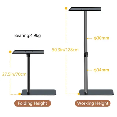 128cm/50Inch Floor Projector Support Stand Metal Holder Multi-angle Adjustable 360 PTZ Rotating Projector Bracket for Film Video