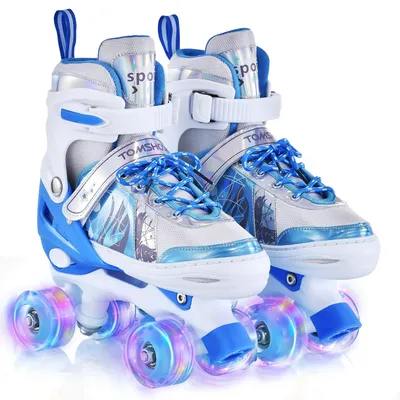 TOMSHOO Roller Skates for Girls Adjustable 4 Wheel Skates with All Wheels LED Roller Skates for Kids