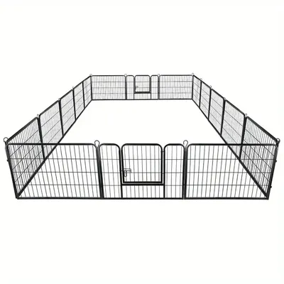 24" 16 Panel Dog Playpen Crate Fence Pet Play Pen Exercise Puppy Kennel Cage