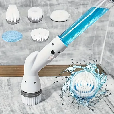 Electric Spin Scrubbers Cordless Spin Scrubbers With 5 Replaceable Brush Heads And Adjust Extension