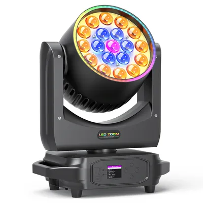 Yiflamefly 220W Zoom Wash Moving Head Lights 19X8W LED RGBW Stage Lights DMX DJ Light For Dance Hall KTV Disco Bar Wedding Party