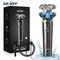 Sejoy Anti-Pinch Electric Shaver Razor for Men Electric Shaver Machine IPX7 Waterproof 3D Rotary