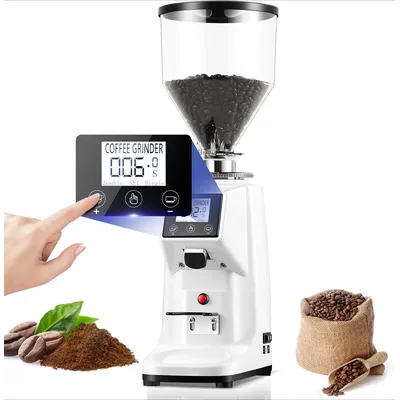 Commercial Coffee Grinder Electric Flat Burr Coffee Bean Grinder with 19 Settings Touch Screen