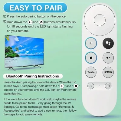 Enhanced Voice Remote for Google Chromecast 4K Snow/HD , Compatible with