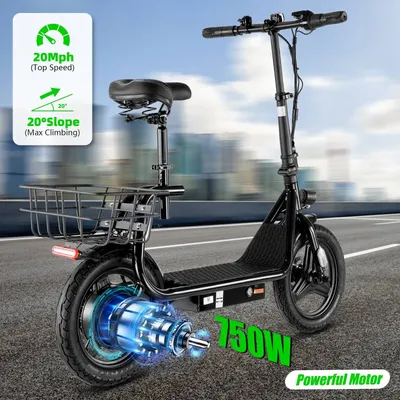 Peak 1200W Electric Scooters for Adults 14" Tire, 500Wh Battery, 30Miles Range, 20MPH Top Speed,