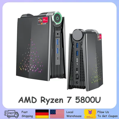 ACEMAGIC AMR5 Mini PC Gaming AMD Ryzen 7 5800U RAM 16/32GB DDR4 512GB/1TB SSD Gamer Computer RGB