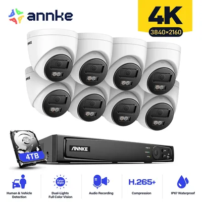 ANNKE 16CH 4K Ultra HD POE Network Video Security System 8MP H.265+ NVR With 8X 8MP Weatherproof IP