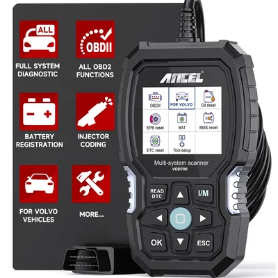 ANCEL VOD700 OBD2 Scanner Fits for Volvo Car Code Reader ABS Bleeding Injector Oil Reset All System