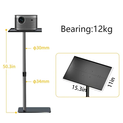 SH Projector Stand Mount 128cm Height Adjustable With Tray Or Gooseneck With 1/4 Screw Fit For