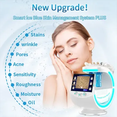 7 in 1 10MP Skin Analyzer RF Score Smart Ice Blue Spa Machine Oxygen generator Skin Resurfacing Skin