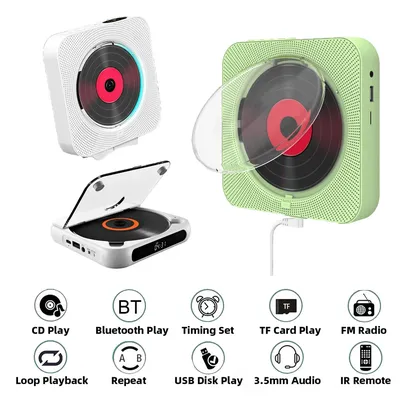 New Portable CD Player Bluetooth5.1 Speaker Stereo CD Players LED Screen 3.5mm CD Music Player with