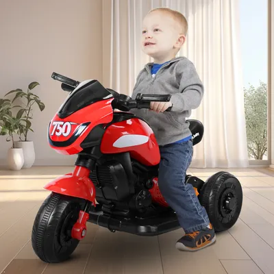 Kids Electric Tricycle, Kids Motorcycle Ride-on Car Toy, 3-Wheel Battery Powered Motorbike for Kids