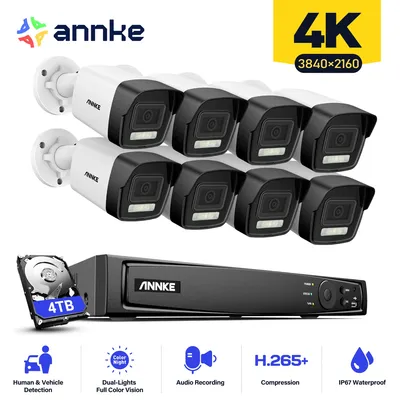 ANNKE 16CH 4K Ultra HD POE Network Video Security System 8MP H.265 NVR With 8pcs 8MP EXIR Night