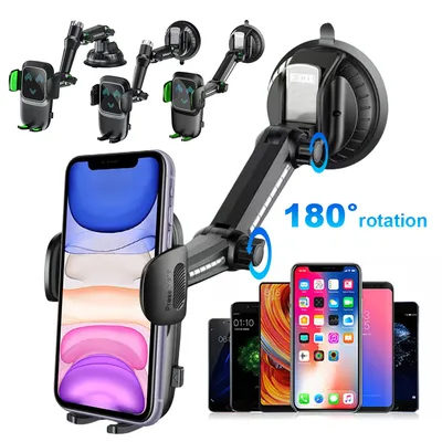 Car Air Vent Phone Mount 360 Degree Rotating Flexible Long Arm GPS Navigation Bracket with Suction