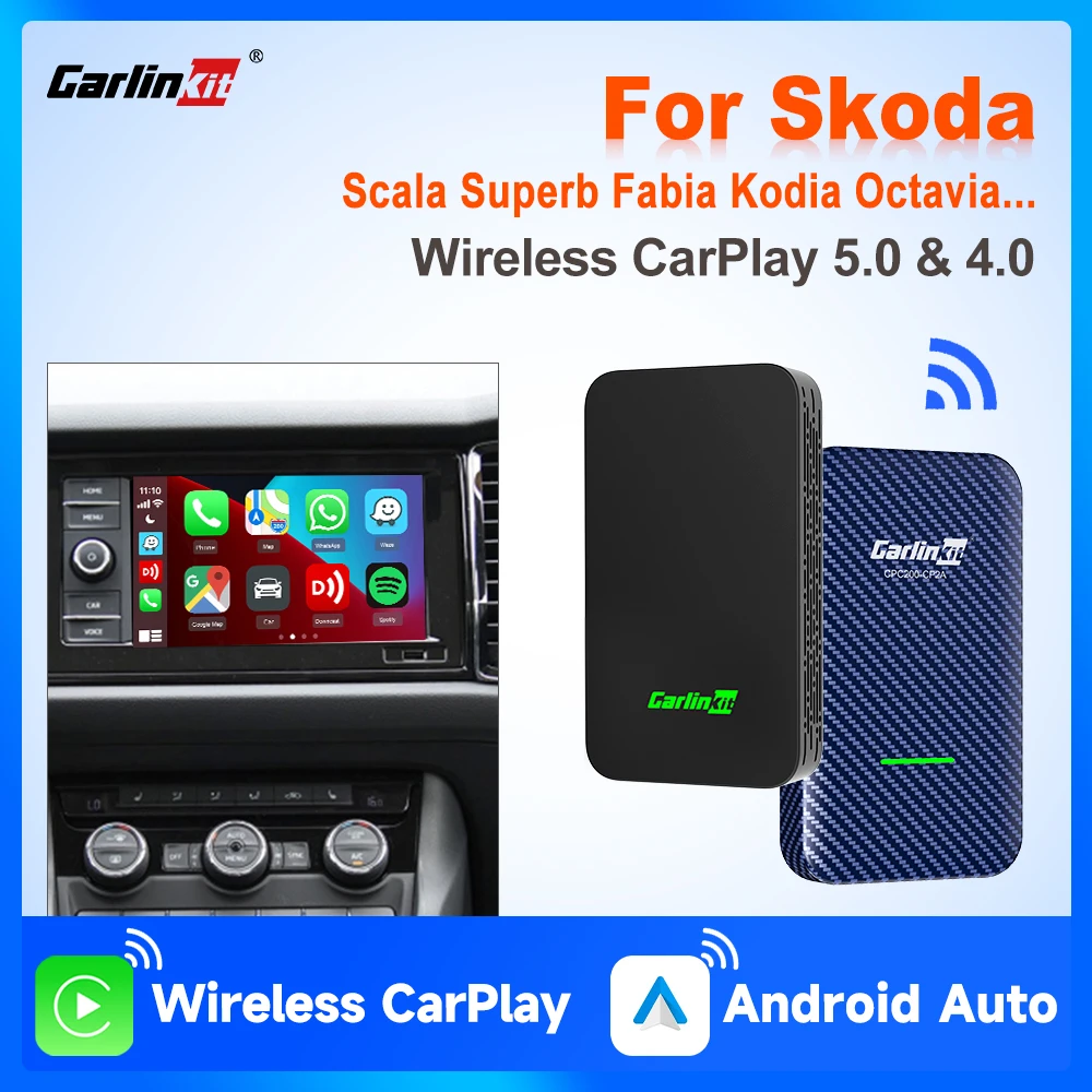 CarlinKit 5.0 & 4.0 Wireless Android Auto CarPlay Adapter WiFi Auto-connect For Skoda Superb Impreza BRZ Forester WRX STI Ascent