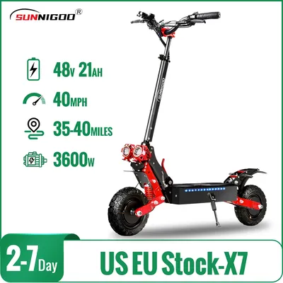 3600W Dual Motor Electric Scooter Max Speed 65km/h EScooter 11Inch Off-road 48V21AH Max Mileage 60KM