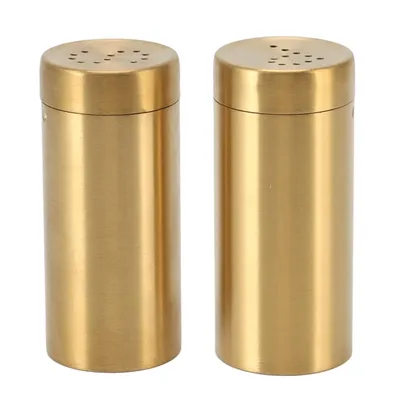 2Pcs Gold Stainless Steel Spice Jars - Rustproof Seasoning Shaker Bottles for salt , Sugar, Pepper,