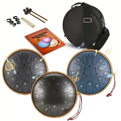 12 Inch 15 Notes Stainless Steel Tongue Drum Set: Handpan Drum for Adults and Kids, Hapi Pan Drum