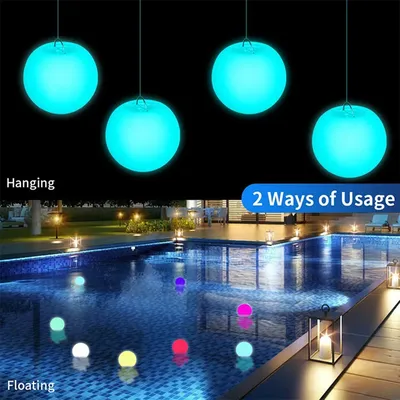 LED Glowing Ball Night Light Remote Control Outdoor Ball Floating Pool Light Swimming Pool Party