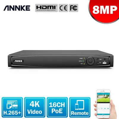 ANNKE 16CH 8MP POE NVR 4K Network Video Recorder NVR For POE IP Camera P2P Cloud Function Plug And