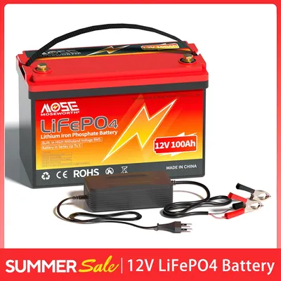 EU UK Stock 12V 100Ah LiFePO4 Battery Pack 1280WH Lithium Iron Phosphate Deep Cycle Battery with BMS