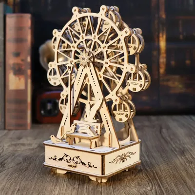 3D Wooden Puzzles Music Box Ferris Wheel DIY Crafts Handmade Model Kits for Women Birthday Gifts