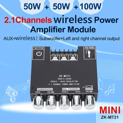 ZK-MT21 2x50W+100W 2.1 Channel Bluetooth Digital Power Amplifier Board AUX Audio Stereo Subwoofer