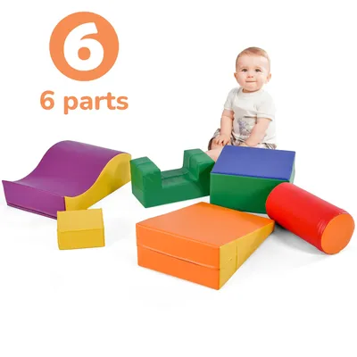 Foam Colorful Soft Climb and Crawl Foam Playset 6 in 1 Activity Play Set For Toddler Indoor