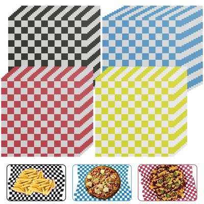 400Pcs Greaseproof Paper Liners Food Grade Sandwich Paper Wraps Checkered Food Wrapping Paper