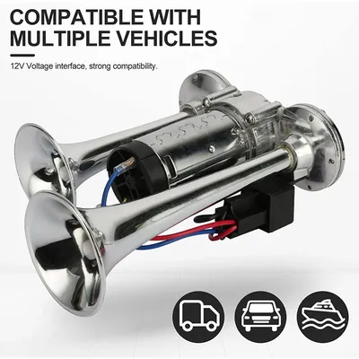 AAZRZRZ 12V Boat air horn, 600DB double horn Super loud electric car ship air horn kit, universal