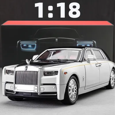 1:18 Rolls-Royce Phantom Model Car, Zinc Alloy Pull Back Toy Diecast Car with Sound and Light,