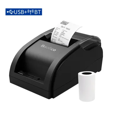 Bisofice Desktop 58mm Thermal Receipt Printer Wired Barcode Printer USB Connection with 1 Roll Paper