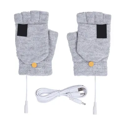 1 Pair USB Electric Heating Winter Outdoor Heated Gloves Pure Color Full&Half Finger Warmer Mitten