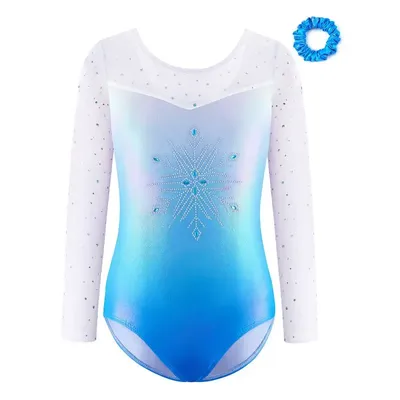 Girls Ballet Dance Costume Kid Long Sleeve Rhythmic Gymnasytics Figure Skating Yoga Bodysuit Shiny