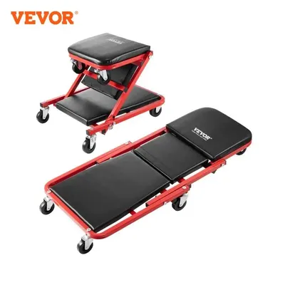 VEVOR Foldable Z Garage Creeper Rolling Folding Mechanic Creeper Stool with 6 Wheels Tool Tray