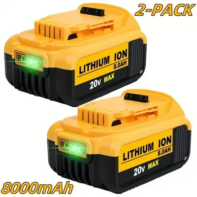 2Pack 20V 8.0Ah Replacement Battery Compatible For Dewalt 20V MAX Battery DCB200 DCB204 DCB206