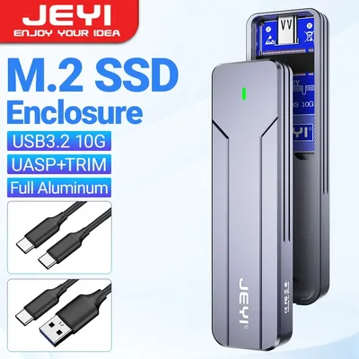 JEYI M.2 NVMe NGFF SSD Enclosure, Full Aluminum USB 3.2 Gen 2 10Gbps PCIe Or SATA 6Gbps M-Key B- Key