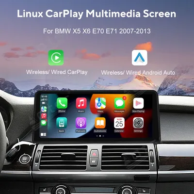 Linux Screen Wireless Apple CarPlay Android Auto HiCar For BMW X5 X6 E70 E71 2007~2013 Upgrade The