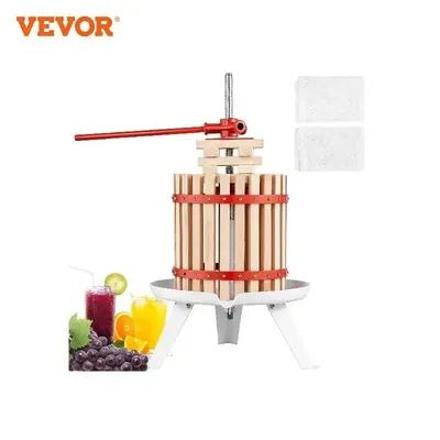 VEVOR 6L12L18L Vertical Fruit Wine Press Solid Beech Wood Basket Manual Juice Maker Apple Grape