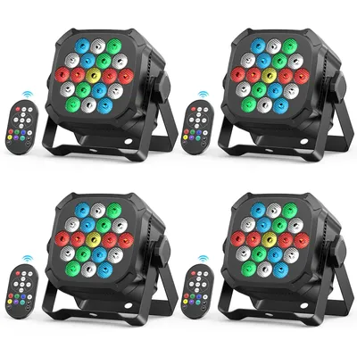 U'King 4PCS 30W RGBW LED Stage Par Lights 19LED DJ Light DMX512 Remote Control for Bar Club Wedding