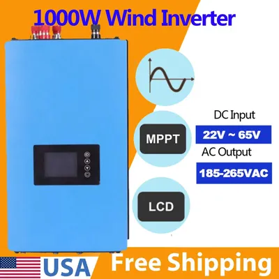 1000W Wind Inverter MPPT Pure Sine Wave Wind Turbine Grid Tie Inverter DC Input 22v-65V 45V-90V 50hz