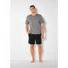 Pyjama S.OLIVER, Herren, Gr. 48/50 (M), schwarz (grau, meliert, schwarz), Jersey, Obermaterial: 95% Baumwolle, 5% Elasthan, meliert, Basic, bequem kurz, Rundhals, Kurzarm abgesteppte Kante, Homewear-Sets, Schlafanzug in Melange-Optik mit Knopfleiste