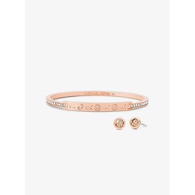 Michael Kors Pavé Logo Engraved Jewelry Gift Set Rose Gold One Size