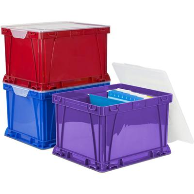 Storex Plastic Storage Cube, 14-1/4" x 17-14" x 10-1/2", 3/ST, Ast (STX62012U03C) 1 Set Storage Case