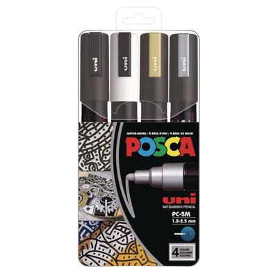 POSCA Water-Based Paint Markers, Medium Bullet Tip, Assorted Colors, 4/Set (UBCPC5M4C) Each POSCATM Art Markers